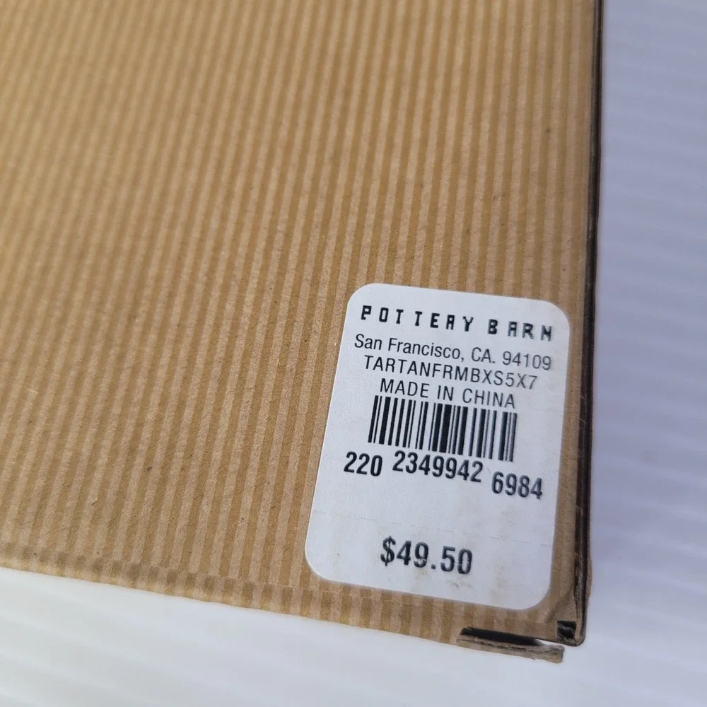 Pottery Barn Plaid Tartan & Nickel Plate 5x7 Picture Frame NEW OLD STOCK